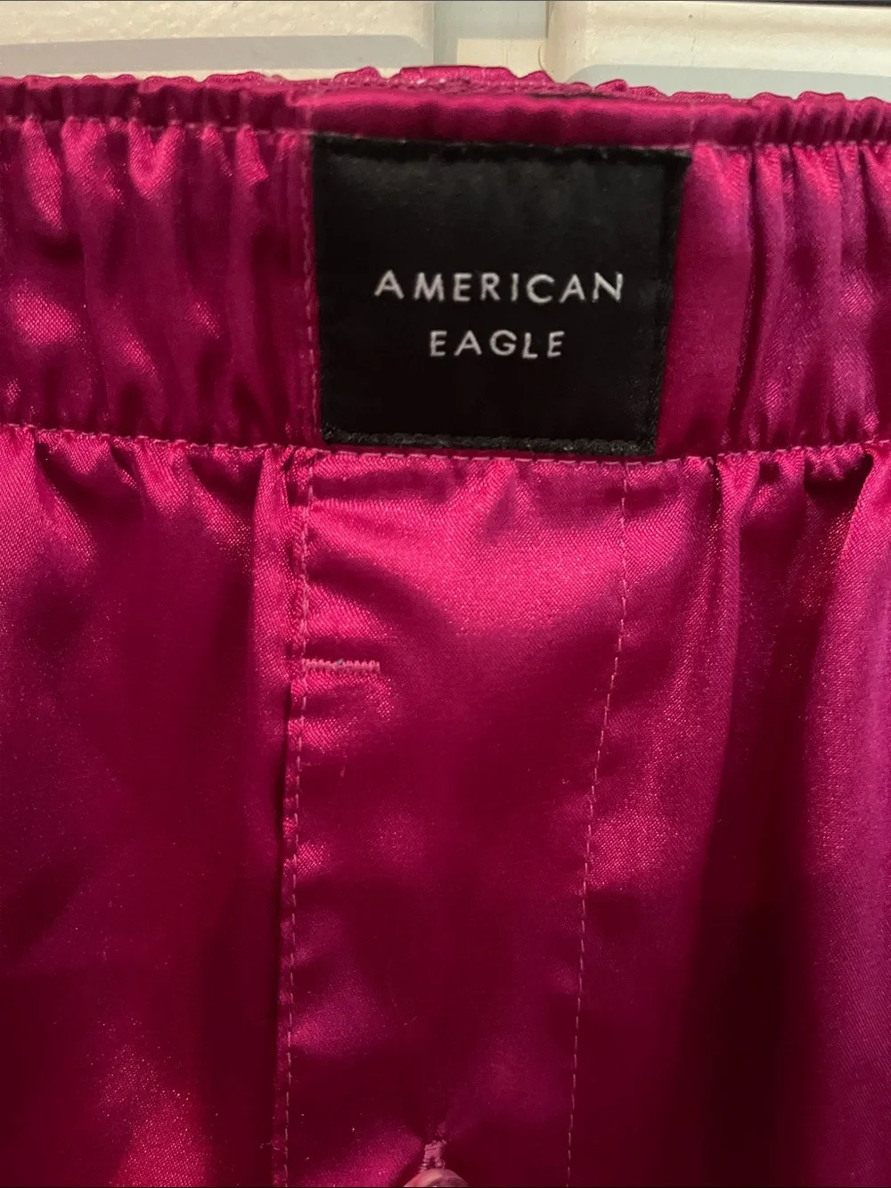 American Eagle Outfitters Men's Fuchsia Satin Hybrid Shorts